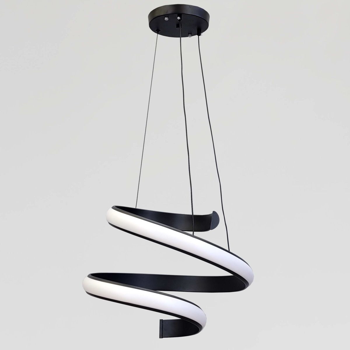 Сучасна світлодіодна LED-люстра до 20м² в чорному корпусі 117W  Black Spiral Infinity