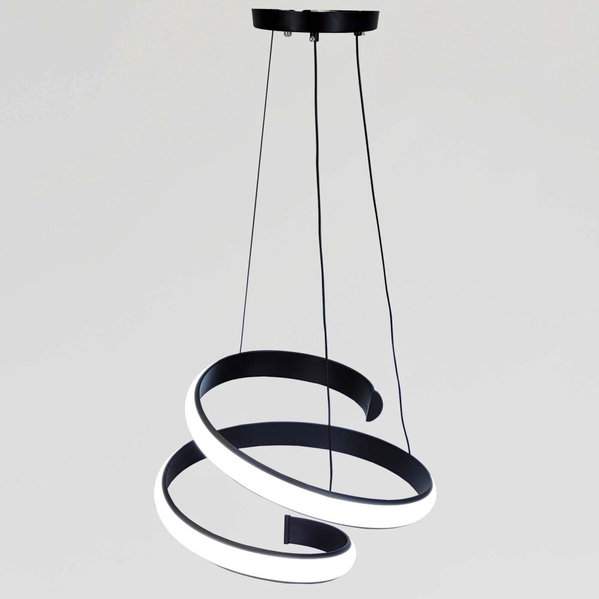 Сучасна світлодіодна LED-люстра до 20м² в чорному корпусі 117W  Black Spiral Infinity