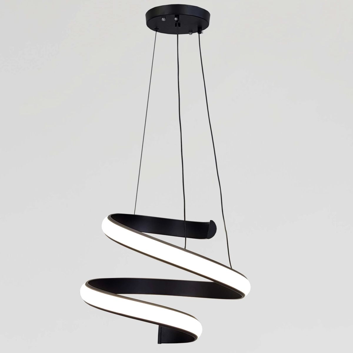 Сучасна світлодіодна LED-люстра до 20м² в чорному корпусі 117W  Black Spiral Infinity