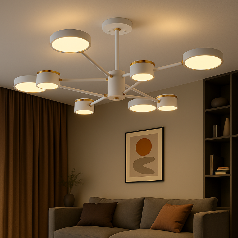 Біла світлодіодна Led люстра до 20 м² на 8 плафонів 132W  Sirius (B X13288/8 WT+FGD)