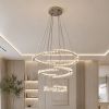 Кришталева Led люстра на 3 кильця срибного кольору  (802L8517 CH)