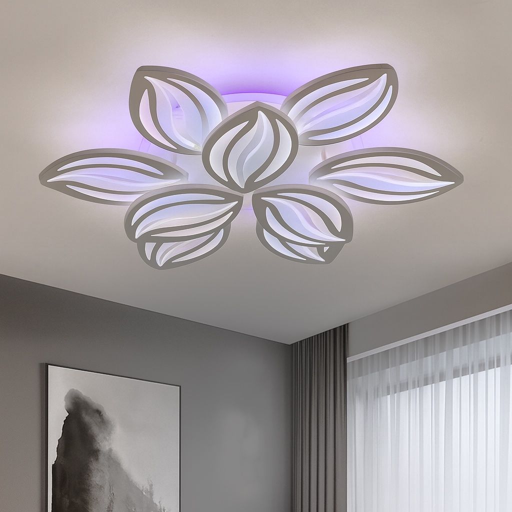 Сучасна LED люстра до 30 м² з пультом керування на 9 пелюсток для площі до 30м² Luminous Petals