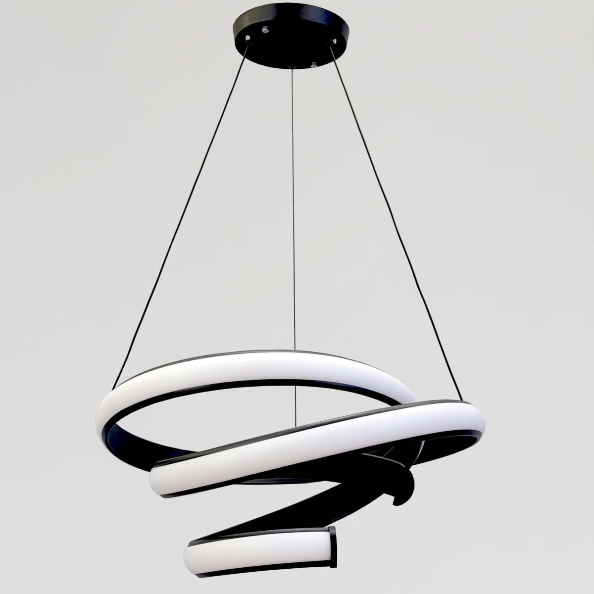 Підвісна Led люстра чорна спіраль до 20м² "Spiral Infinity" у чорному корпусі (B9BK)