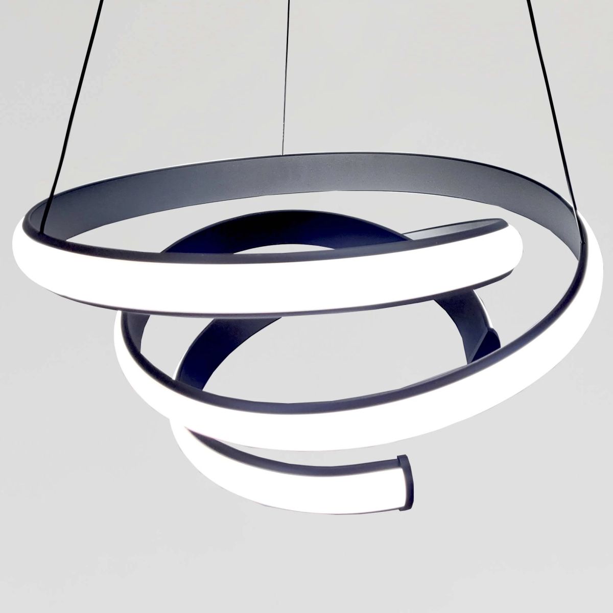Підвісна Led люстра чорна спіраль до 20м² "Spiral Infinity" у чорному корпусі (B9BK)