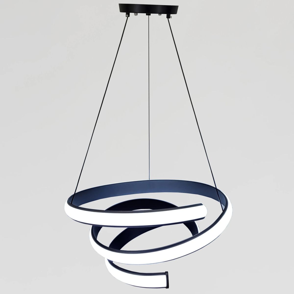 Підвісна Led люстра чорна спіраль до 20м² "Spiral Infinity" у чорному корпусі (B9BK)