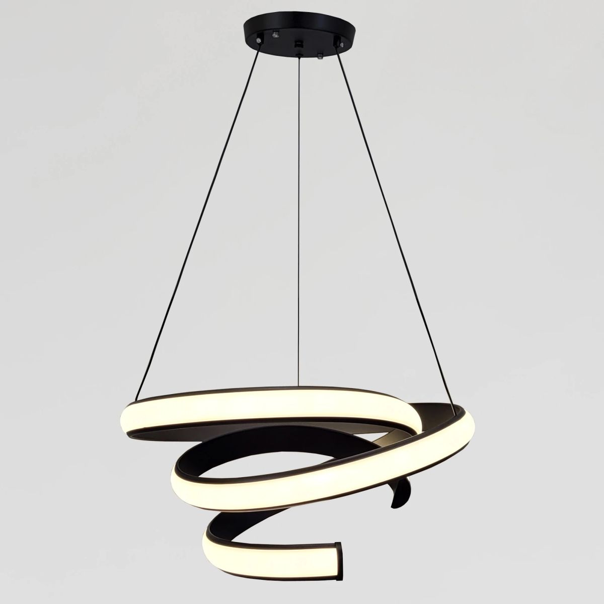 Підвісна Led люстра чорна спіраль до 20м² "Spiral Infinity" у чорному корпусі (B9BK)