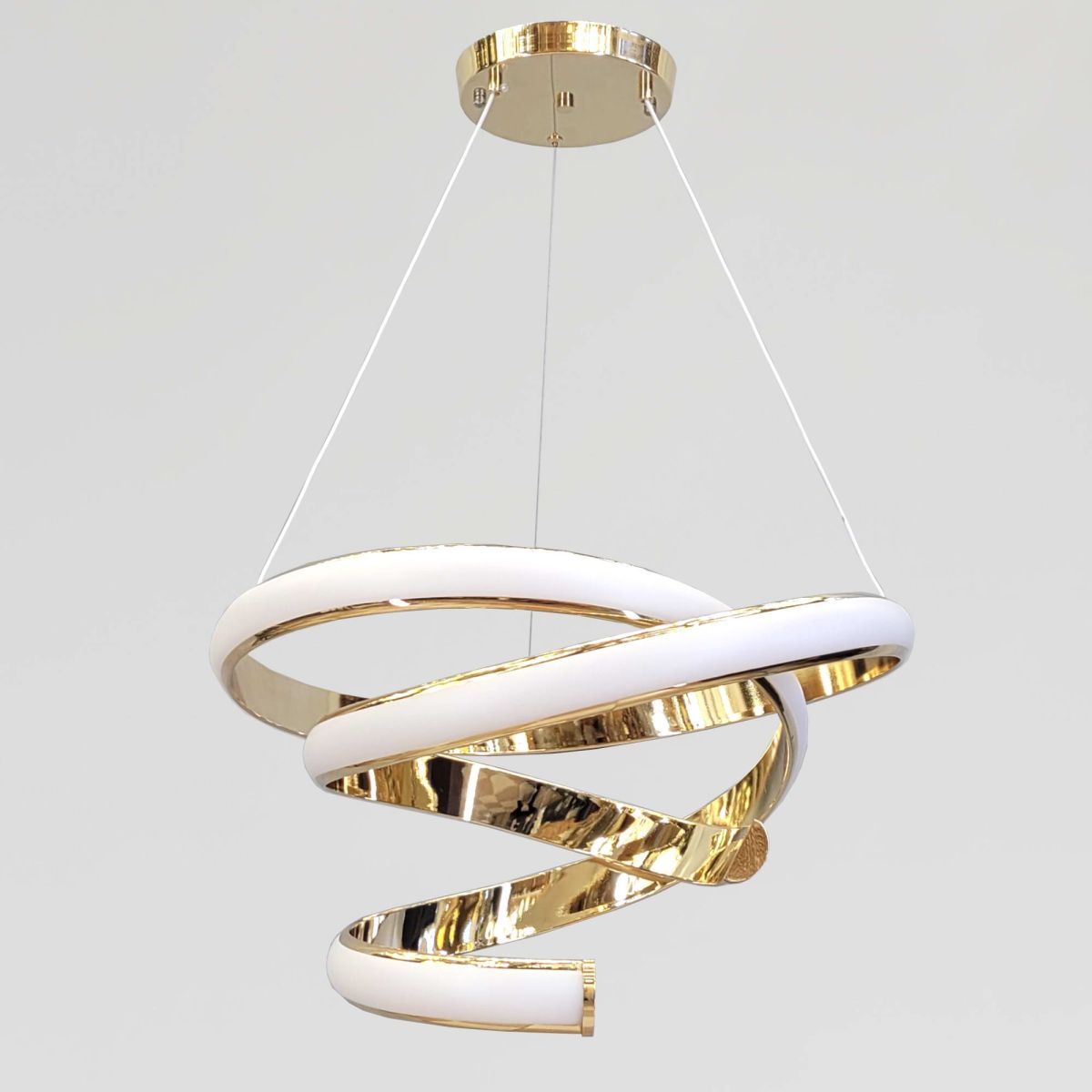 Розкішна підвісна LED люстра до 20м² у золотому корпусі Golden Infinity 169W (B9G)