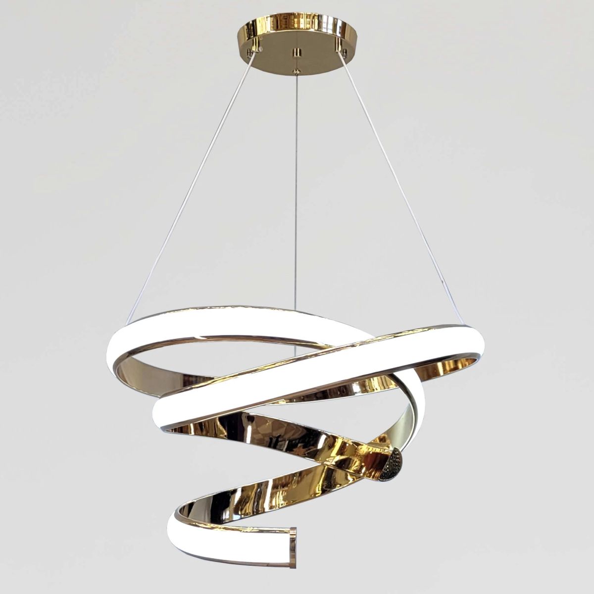 Розкішна підвісна LED люстра до 20м² у золотому корпусі Golden Infinity 169W (B9G)