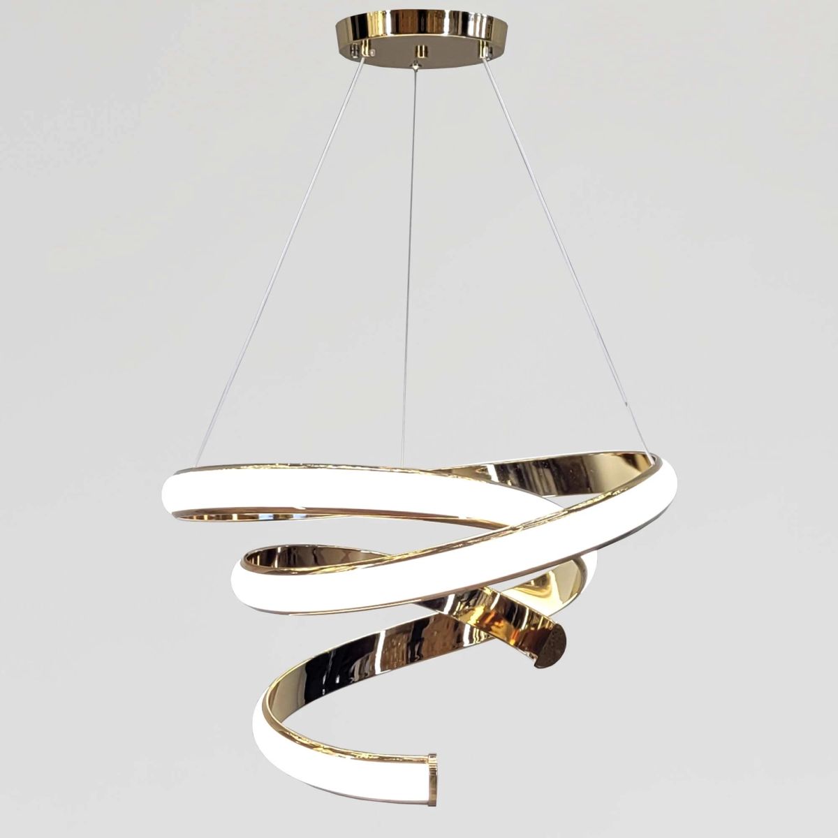 Розкішна підвісна LED люстра до 20м² у золотому корпусі Golden Infinity 169W (B9G)