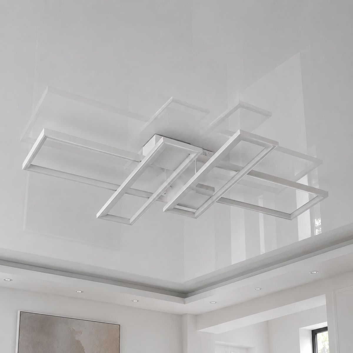 Світлодіодна Led люстра 220Wt до 30м² прямокутна форма біла (1186/2+2 Wt)