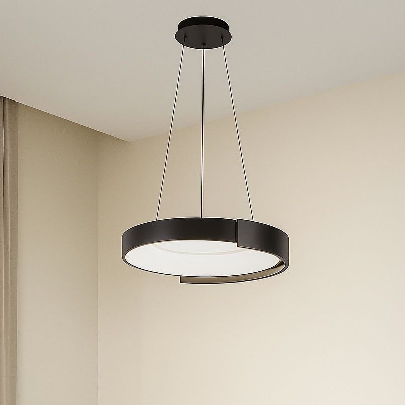 Підвісна LED люстра 74W Ring Black з чорним корпусом та регульованим світлом (781P3167-500 BK)
