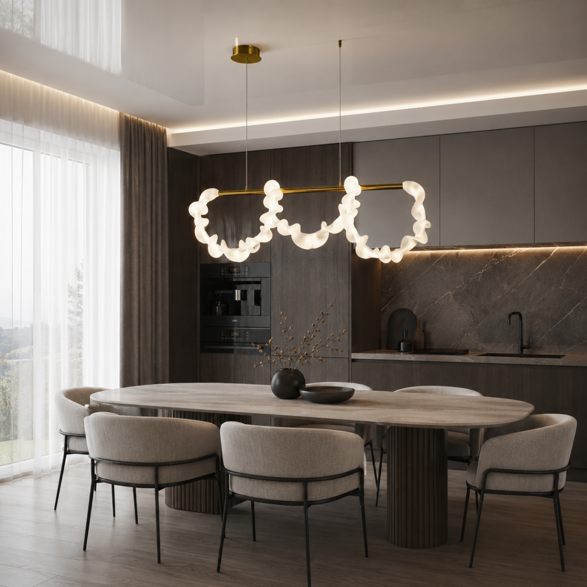 Підвісна Led люстра довжина 120 см, колір Бронза Sinfonia di Luce (7813177 (1200) AB)