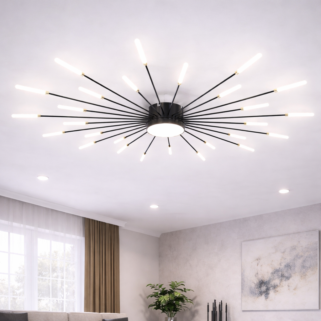 Світлодіодна Led люстра до 15м² на 31 джерело світла чорна 132 см Black Супутник 6472/30