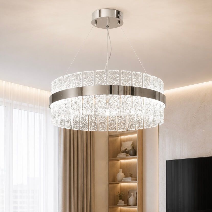 Сучасна підвісна люстра з кришталевими елементами та LED-підсвіткою 66W до 18 м² (828/500CH)