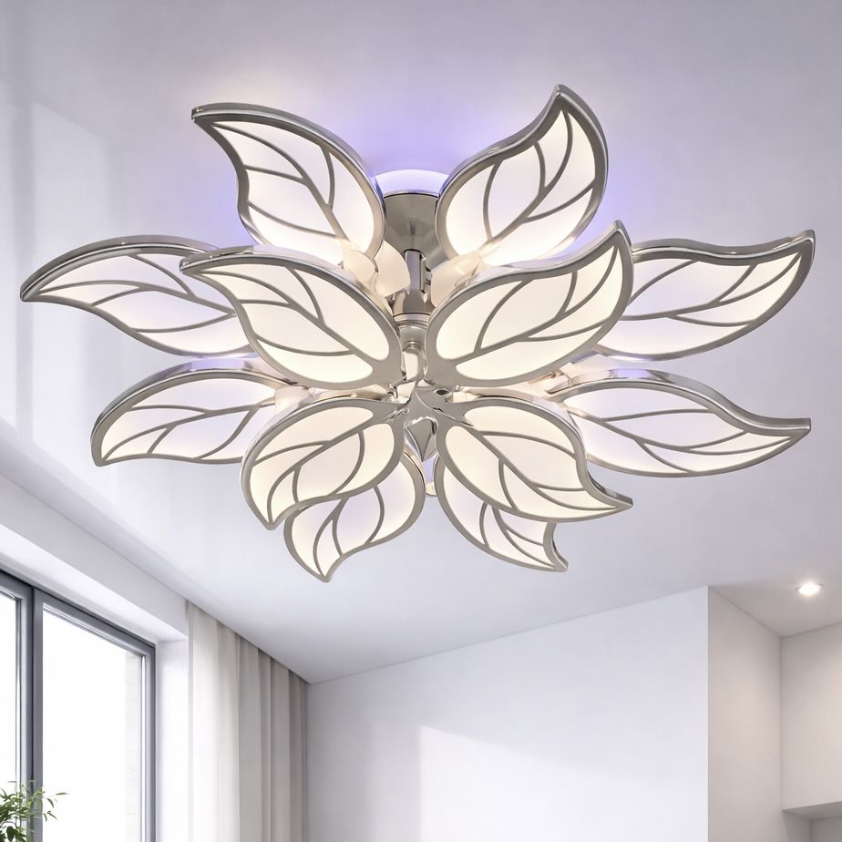 Світлодіодна Led люстра на площу до 30 м² колір хром з пультом потужність 180W (8028/8+4 HR)