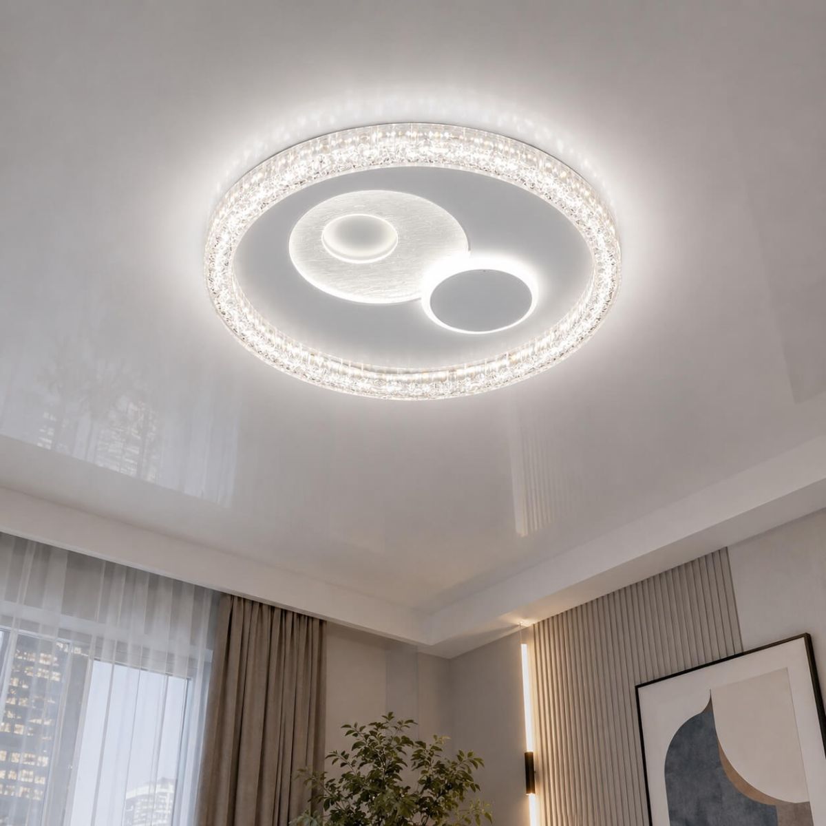 Біла кругла LED люстра 70W з перемиканням режимів до 18м² (7875154A WH)
