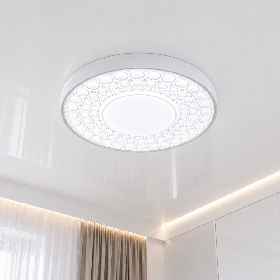 Біла кругла LED люстра 72W для кімнати до 18 м² (SUNFLOWER)