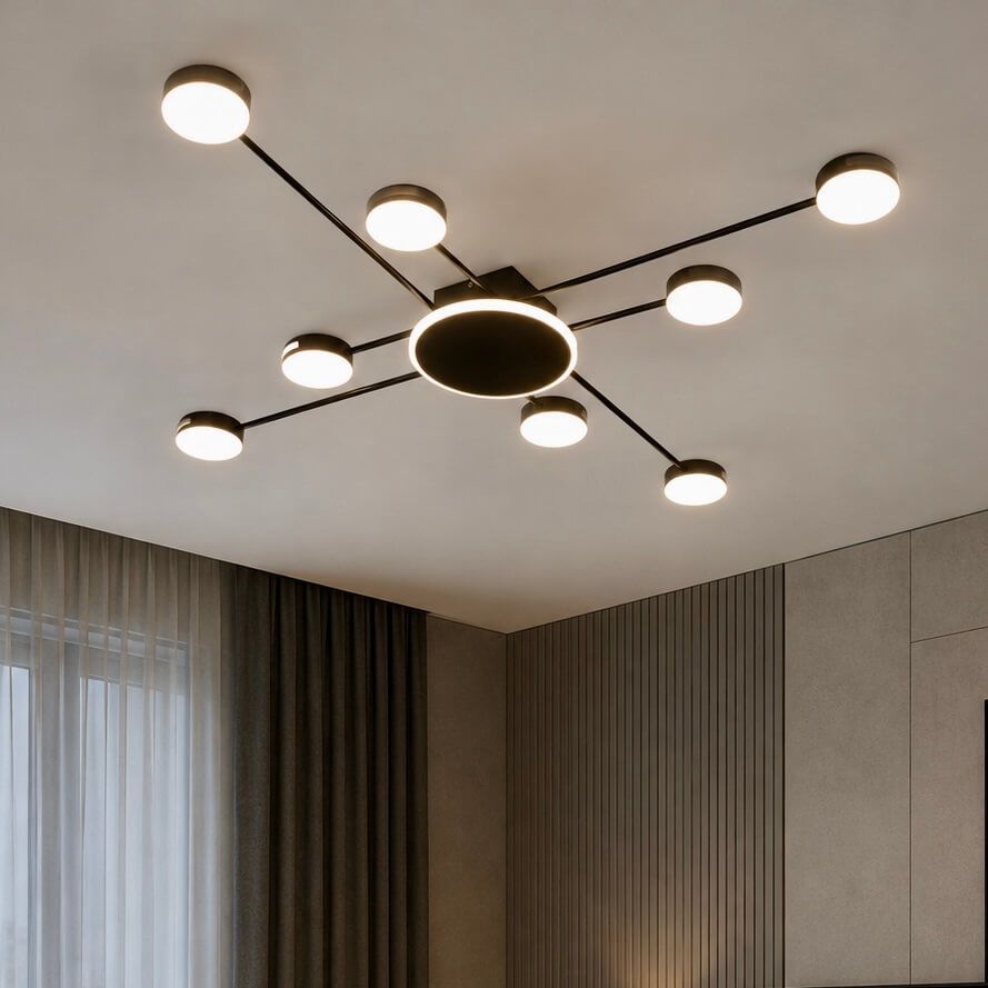 Чорна сучасна  LED люстра 134W на 9 ріжків для кімнати до 25 м² (SY-16068/8+1 BK)