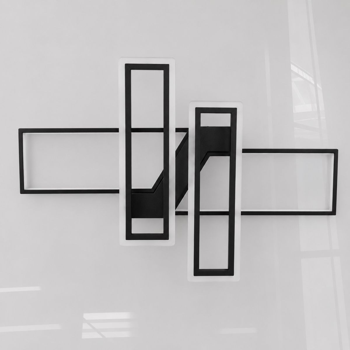 Світлодіодна Led люстра 144Wt до 25м² прямокутна форма чорна (Geometric Quad Black 1185/2+2 Bk)