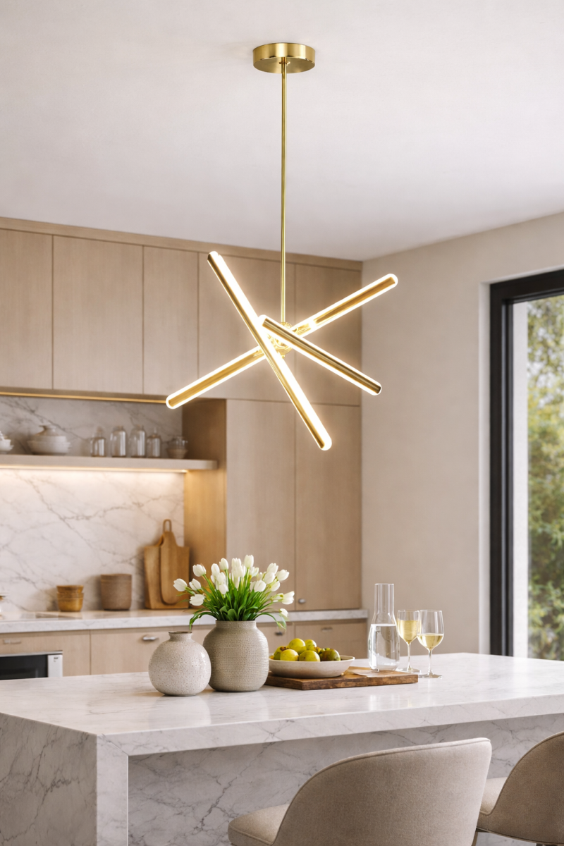 Підвісна Led люстра 85W у золотому корпусі D630/3GD