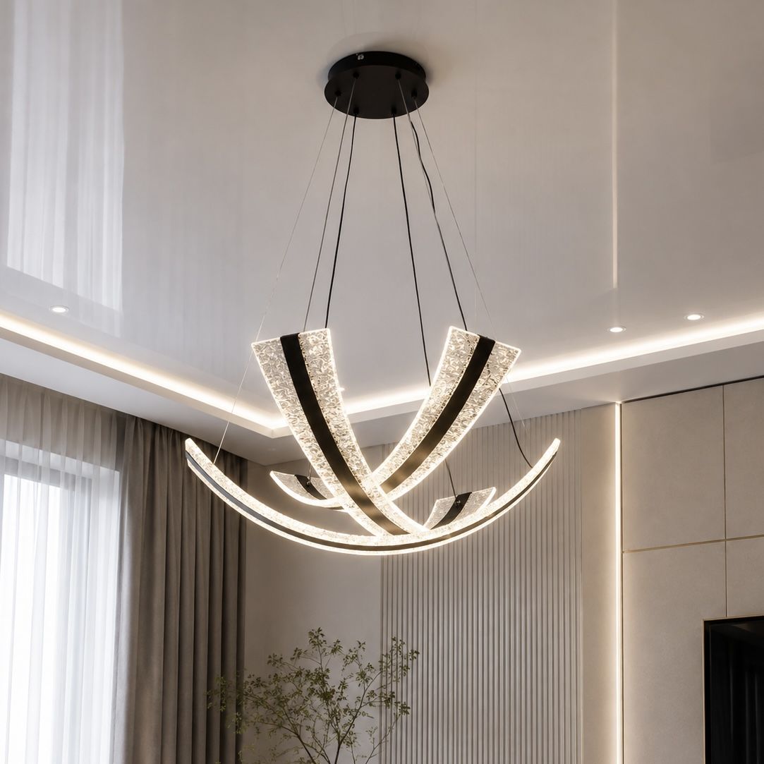 Чорна підвісна LED-люстра 63 см до 20м² (7873083 BK)