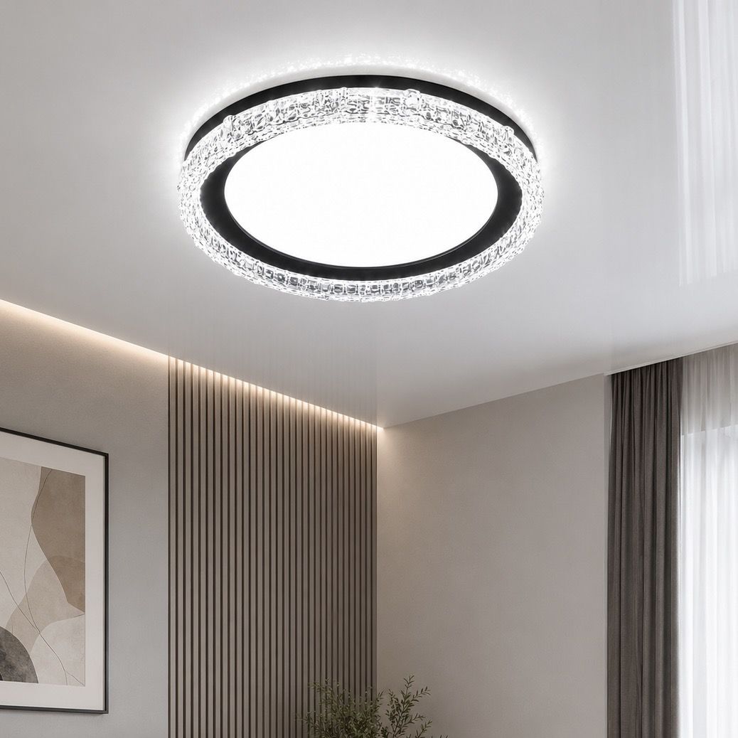 Чорно-біла кругла LED люстра 60W для кімнати до 16 м² (7871089 BK)