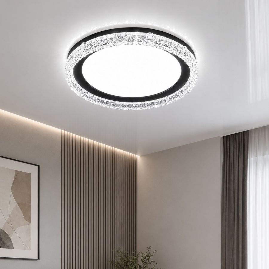Чорно-біла кругла LED люстра 60W для кімнати до 16 м² (7871089 BK)