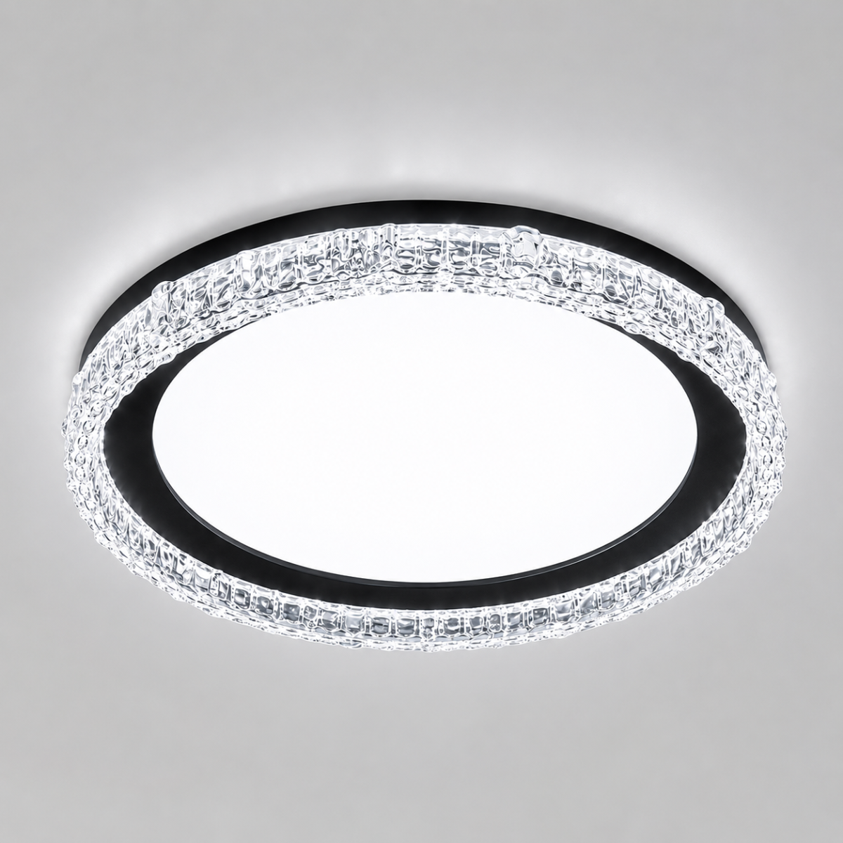 Чорно-біла кругла LED люстра 60W для кімнати до 16 м² (7871089 BK)