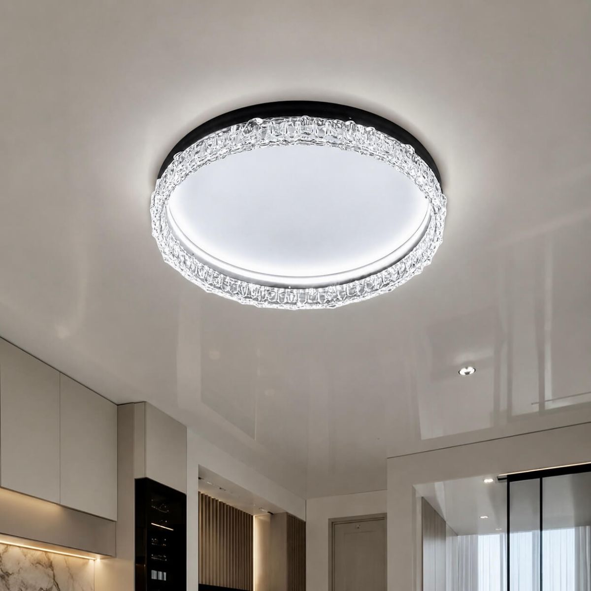 Чорно-біла кругла LED люстра 70W для кімнати до 18 м² (7871079 BK)