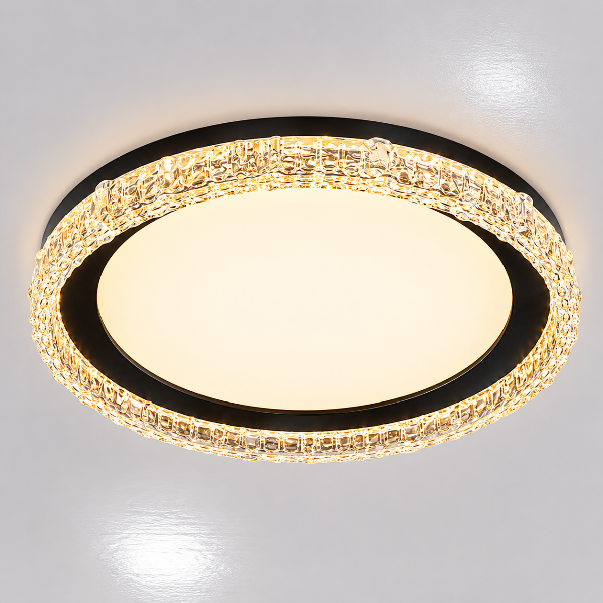 Чорно-біла кругла LED люстра 60W для кімнати до 16 м² (7871089 BK)