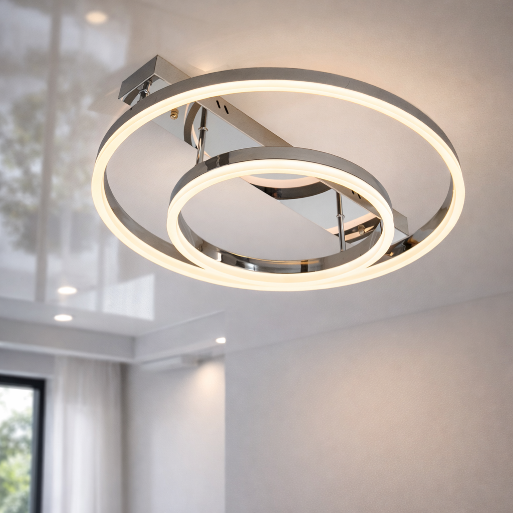 Світлодіодна Led люстра до 18м² срібний корпус з пультом (Orbital Silver Chrome 2537HR dimmer)