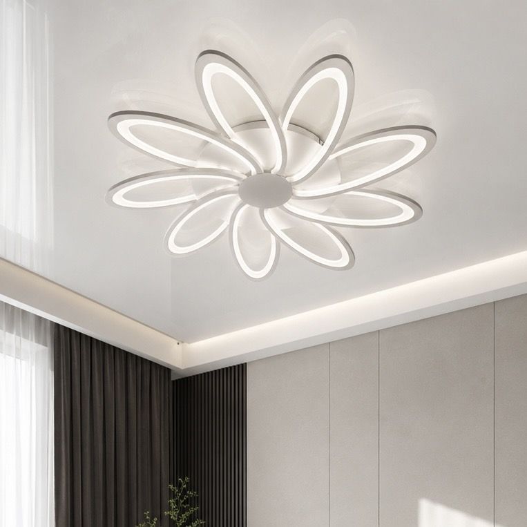 Стельова Led люстра білого кольору до 30м² у формі квітки Fiore di Luce Lorena (LORENA 198W)
