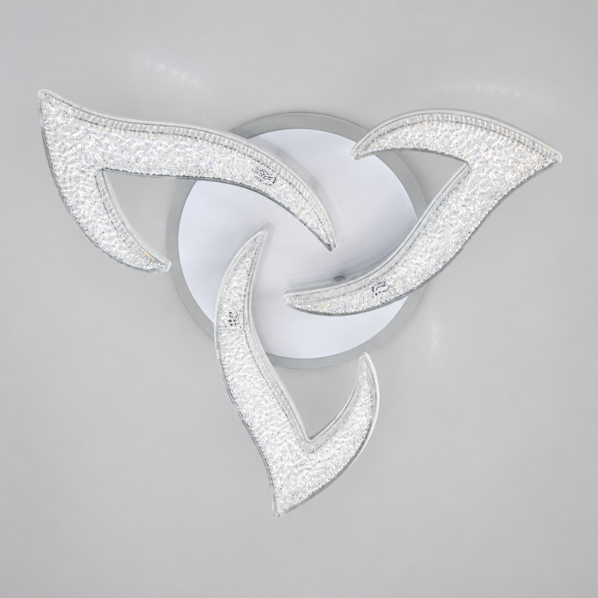 Стильна стельова LED люстра до 15м² з ефектом «кришталевої крихти» та пультом Crystal Wave White (50W)