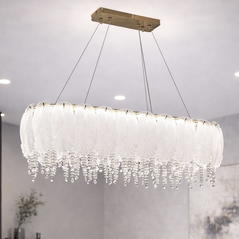 Світлодіодна кришталева Led люстра видовжена 80 см Royal Blossom Oval до 25м²