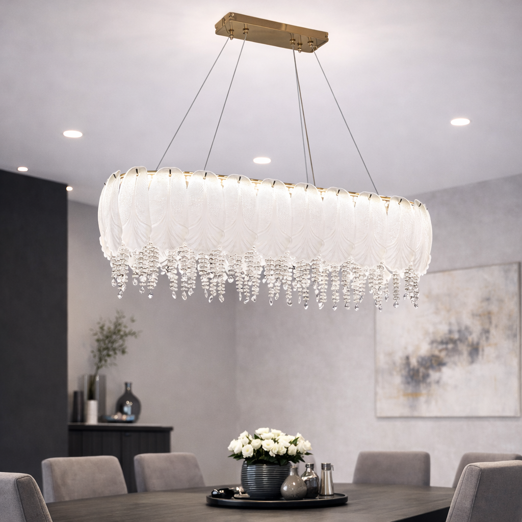 Світлодіодна кришталева Led люстра видовжена 80 см Royal Blossom Oval до 25м²