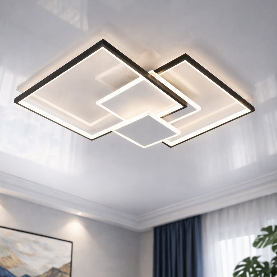 Геометрична LED люстра до 16м² "Quadra Duo" у чорно-білому корпусі  (MX2250-2WH+BK)