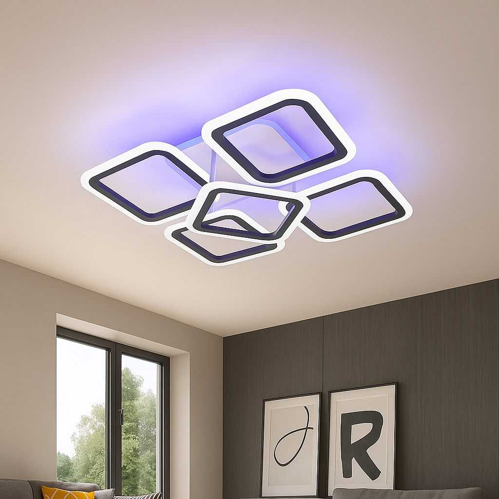 Led люстра до 16 м² світлодіодна 60 Wt з пультом керування (4+1BK LED 3color)
