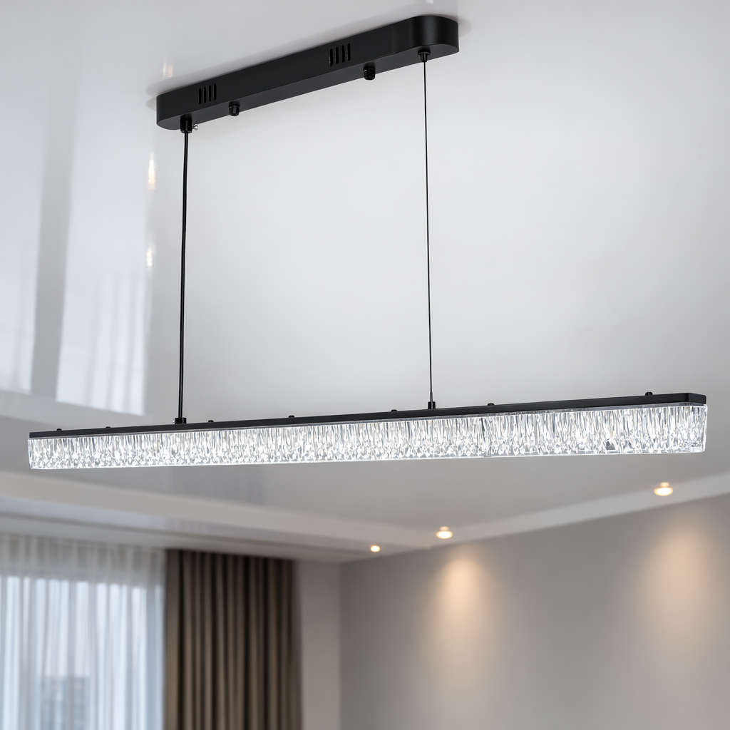 Світлодіодний лінійний Led підвіс 120 см чорному корпусі Crystal Beam