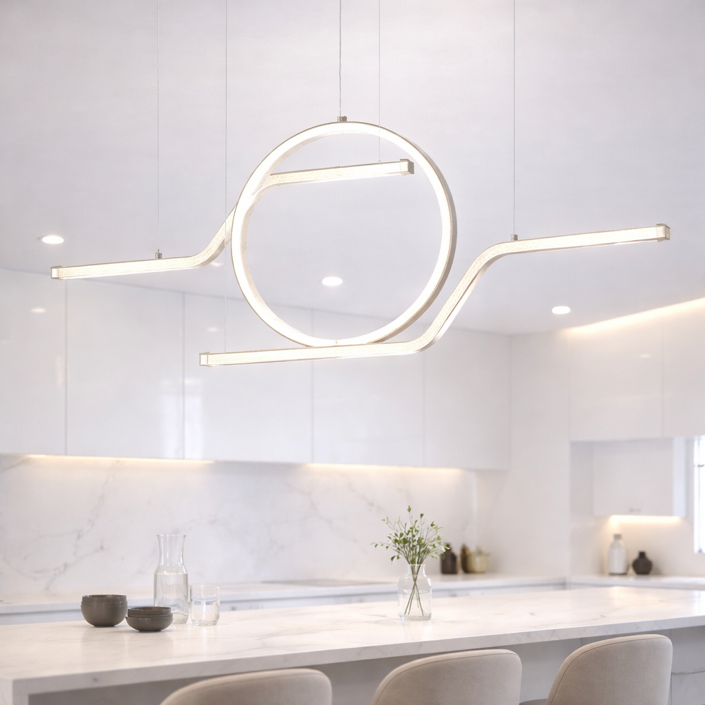 Дизайнерська подовженв LED люстра білого кольору "Linear Luxe Contour" (8203SL)
