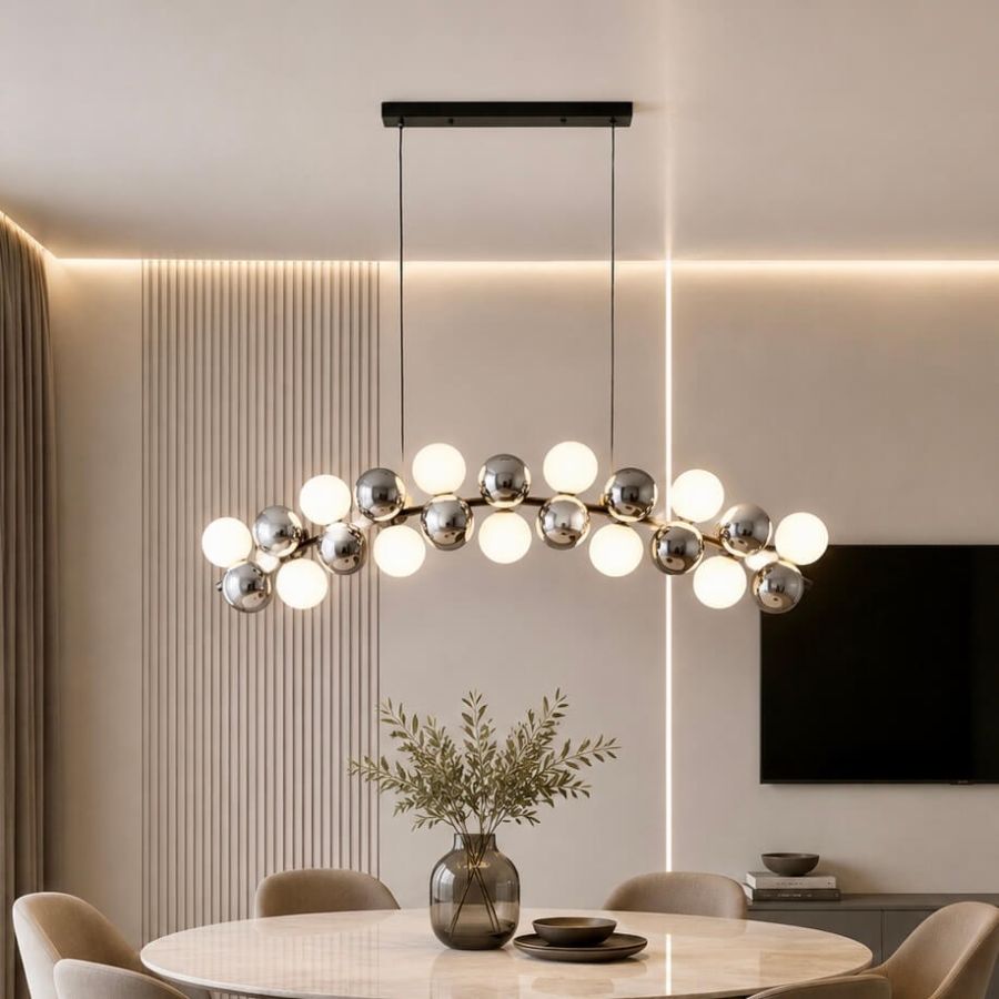Чорна металева LED люстра з 11 скляними плафонами (788CH68120-11)