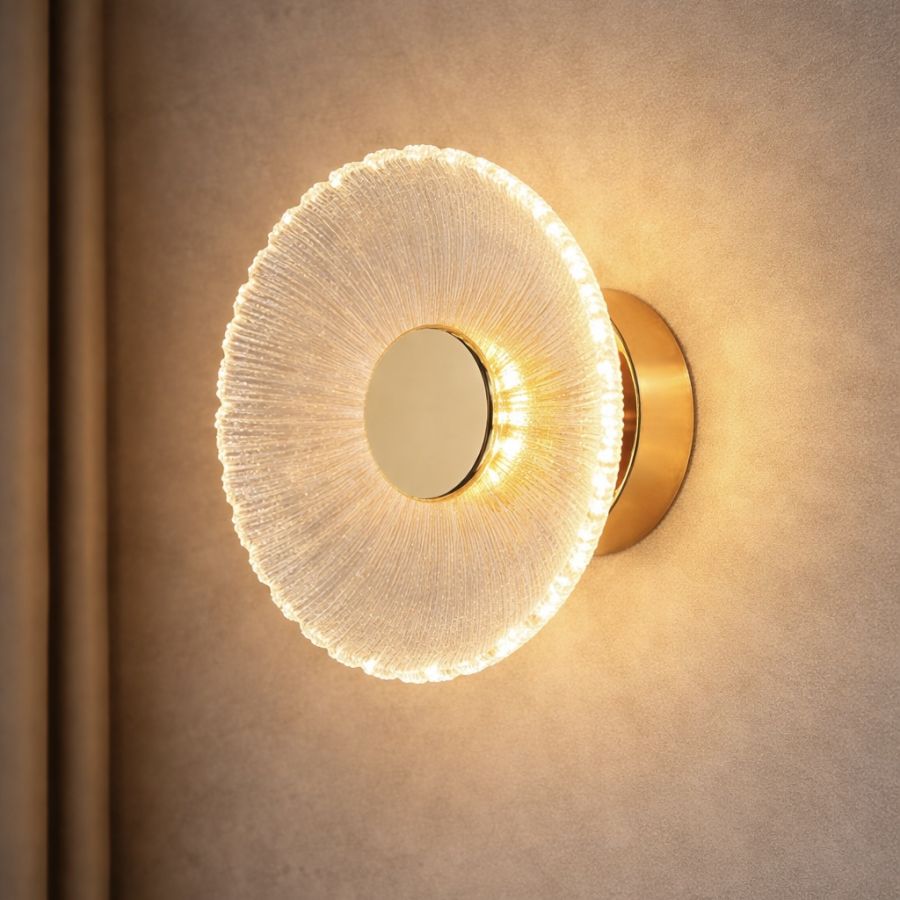 Сучасне настінне Led бра 7Wt золоте сонце (Crystal Disc Gold 803W6103-1led FGD)