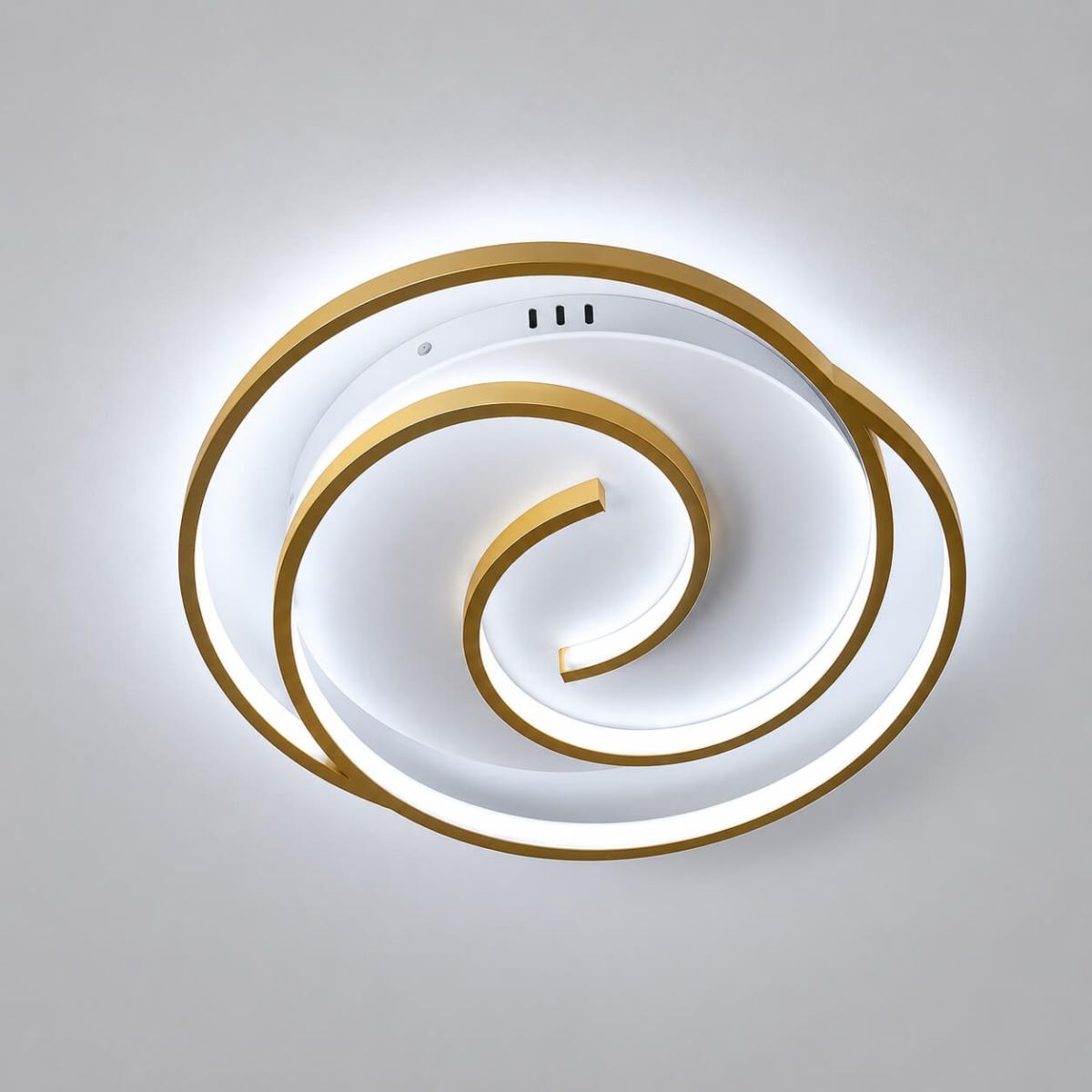 Світлодіодна LED люстра 75W Monica для вітальні та спальні з пльтом (золото+білий) AL6116ARD