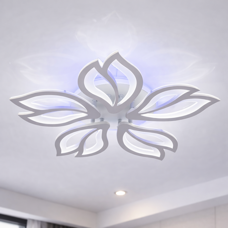 Світлодіодна Led-люстра до 20 м² стельова з пультом у білому корпусі (1182/5 WH)