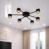 Стельова люстра до 18м² на 6 плафонів чорна GELA 6R BLACK