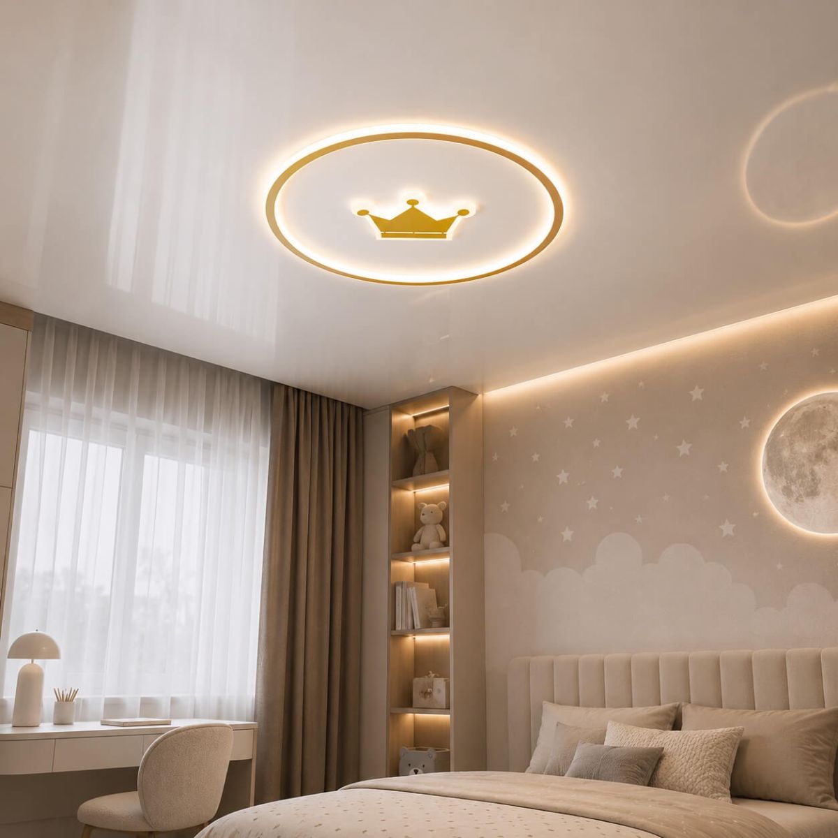 Дитяча LED люстра у біло-золотому кольорі (7871042)