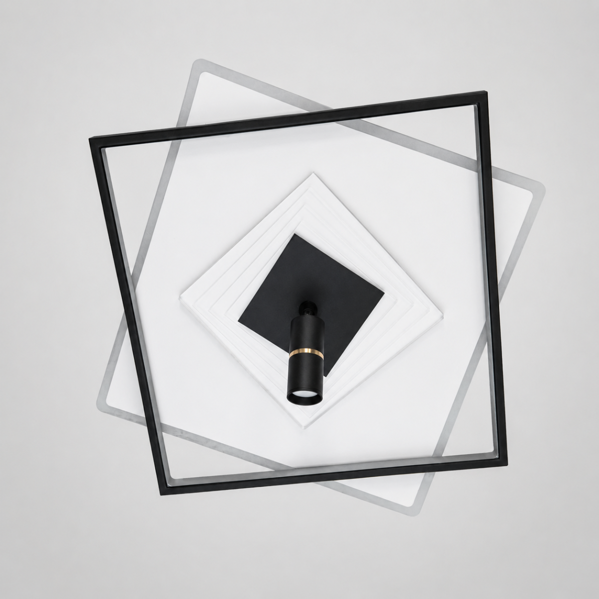 Дизайнерська квадратна Led люстра до 18м² з пультом кругла зі спатом (5535WH+BK dimmer)