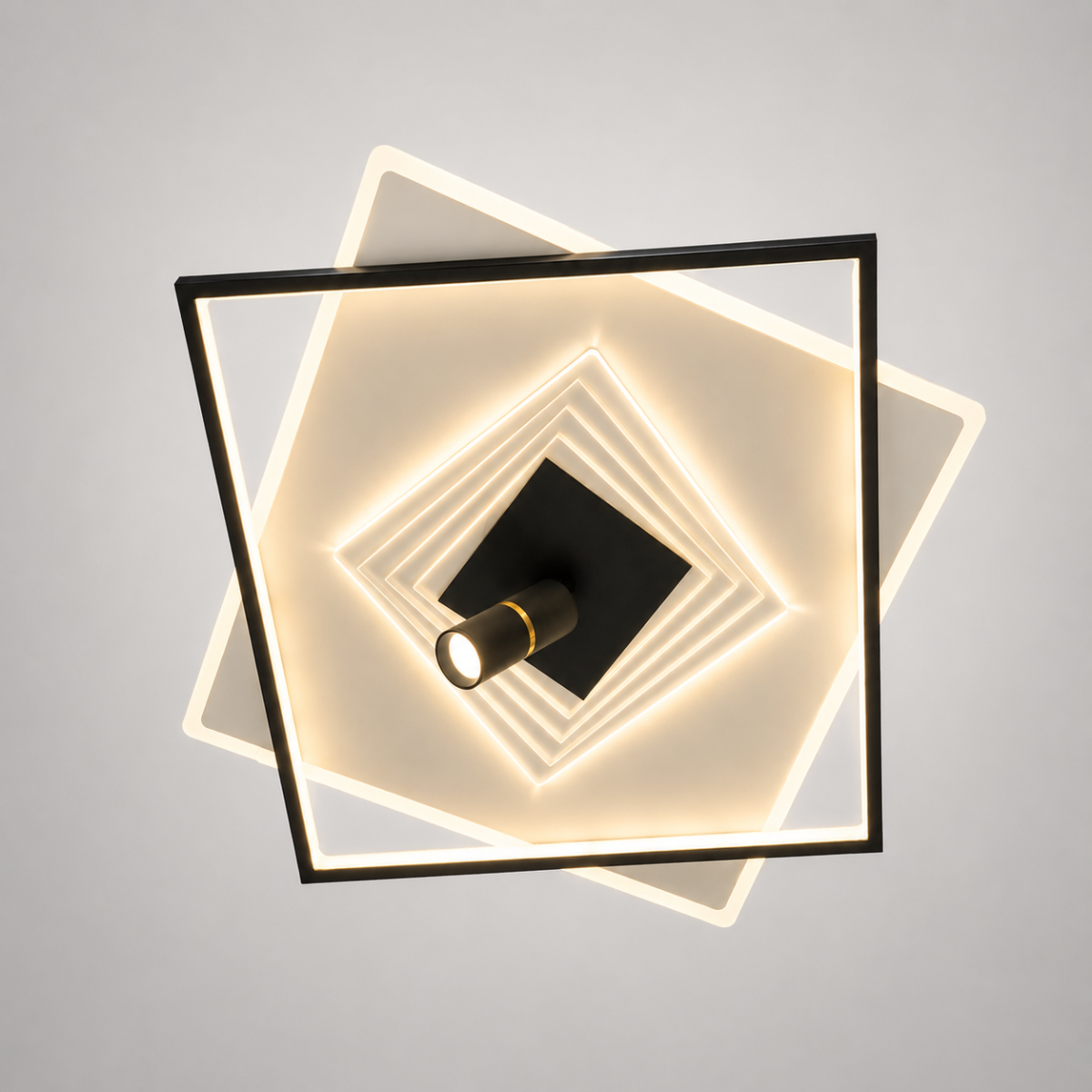 Дизайнерська квадратна Led люстра до 18м² з пультом кругла зі спатом (5535WH+BK dimmer)