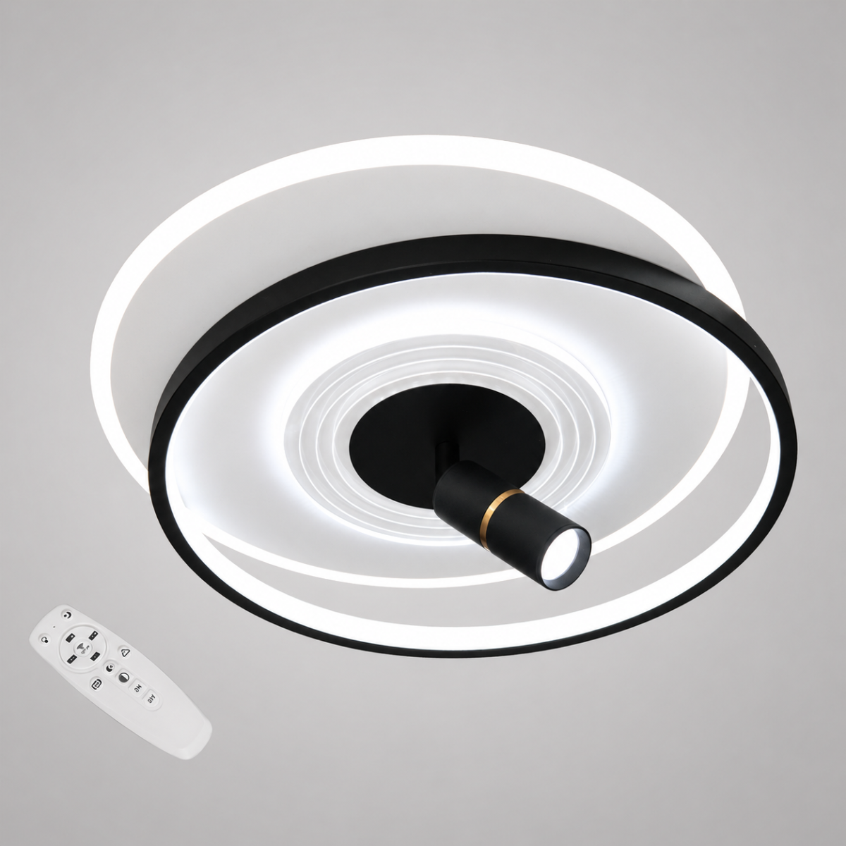 Дизайнерська Led люстра до 18м² з пультом кругла зі спадом (5531WH+BK dimmer)