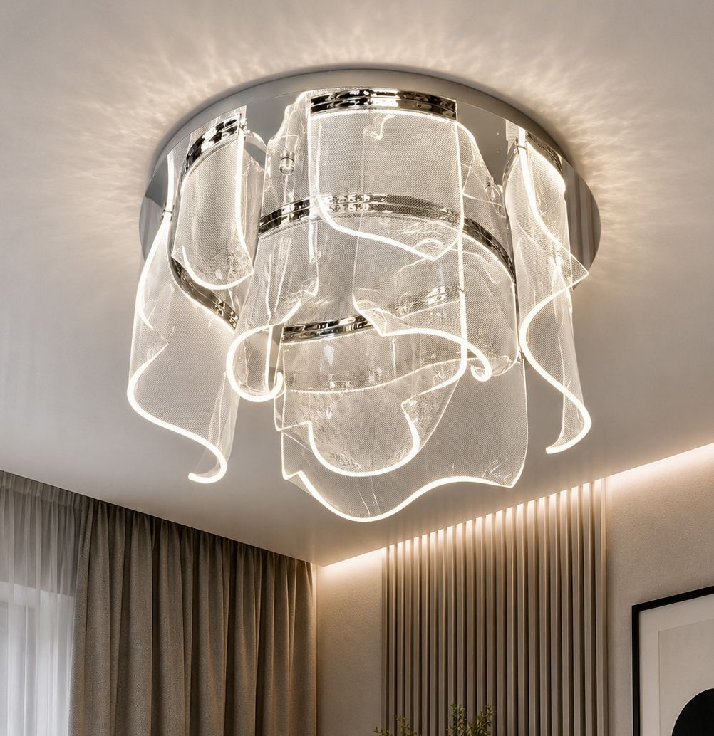 Дизайнерська Led люстра в срібному кольорі до 18м² (505081-4+3CH)