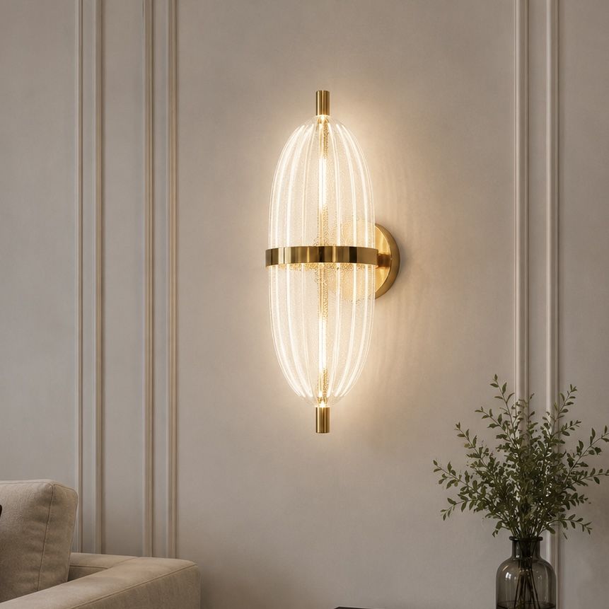 Дизайнерське LED бра золотого кольору Oval Golden Glow (B1760)